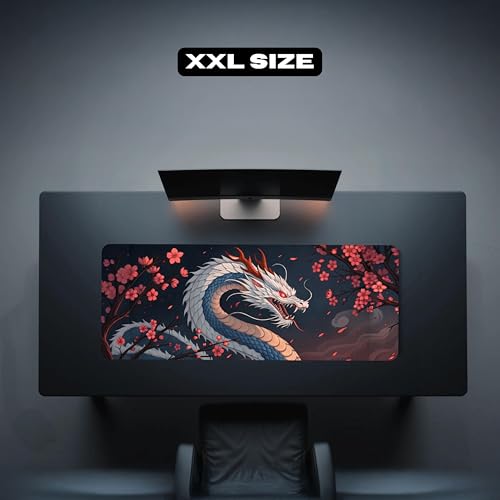 Image of Sakura Guardian Premium Desk Mat | Anti-Skid | Anti-Slip | 80 x 30 cm | Laptop Mat for Work from Home /Office /Gaming- Extended Mouse pad and Keyboard Desk mat