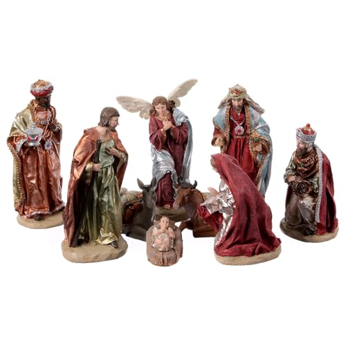 Holyart Complete resin Nativity Scene of 30 cm, hand-painted, set of 9