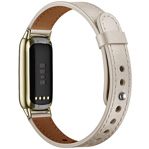 Compatible for Fitbit Luxe Watch Band, Elegant Slim Leather Strap Wristband, Soft Bracelet Replacement for Fitbit Luxe Fitness and Wellness Tracker Women