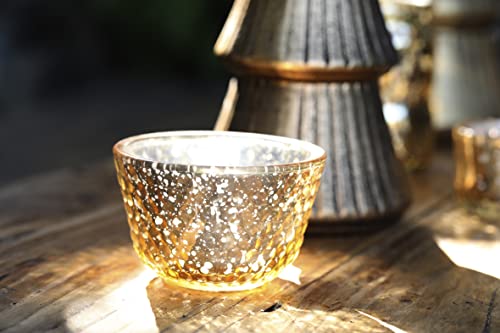 Dn Deconation Gold Mercury Glass Candle Holder, Mercury Glass Votives, Vintage Votive Tealight Candle Holders With Geometric Design, Set Of 8 #TOP6