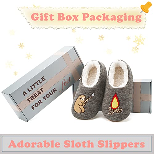 Image of The Metluks Cute Animal House Slippers, Warm Fuzzy Slipper Socks with Grippers Non Slip, Cozy Funny Gifts