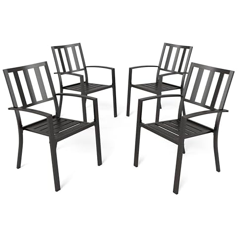 PHI VILLA Wrought Iron Patio Outdoor Dining Chairs Cover