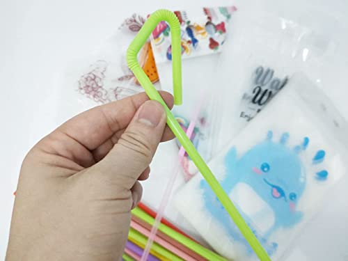 U/B 30 Pcs Drink Pouches Bag With Straws Smoothie Bags Juice Pouches Heavy Duty Hand-Held Translucent Reclosable Stand-Up Plastic Pouches Bags Drinking Bags 2.4Inch Bottom Gusset With 30Pcs Straws thumb #6