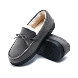 Temi Womens Moccasin House Slippers,Suede Memory Foam Warm Winter Cozy Bedroom Slippers for Women,Fu