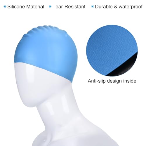 Bonnet de bain adulte imperméable PATIKIL en silicone souple élastique piscine et mer - 5