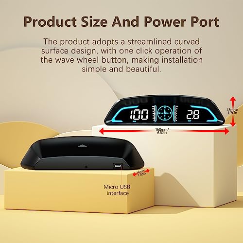 Awolimei Car Hud Gps Speedometer，Head Up Display For Cars With Speed、Mph，Usb Plug And Play，Suitable For All Car (G3) #TOP7