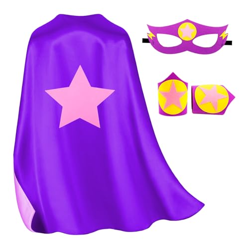 iROLEWIN Kids-Superhero-Cape and Mask for Boys-Girls Super-Hero-Costumes as Toddler Dress-up Toys Christmas Birthday Gifts