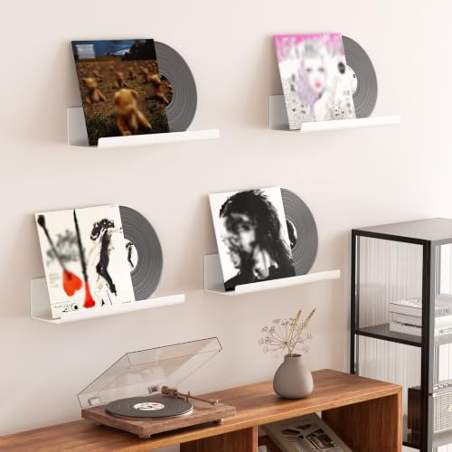 WELDUN Schweberegal, 2er Set Wandregal Ohne Bohren, 32cm Hängeregal Dekorative Wandregale für Wohnzimmer, Schlafzimmer, Badezimmer, Küche, Selbstklebend, Kunststoff, Weiß