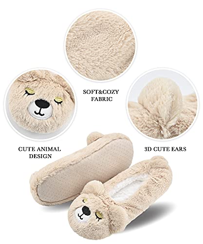 DICUIRD Womens Animal Soft Sole Slipper Socks with Grippers-Fuzzy House Cute Slippers2
