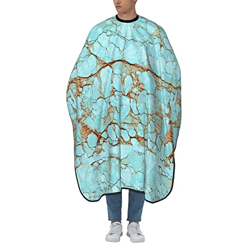 Cape de coiffeur imperméable et réglable à imprimé marbré turquoise