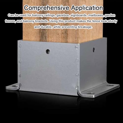 304 Stainless Steel Deck Post Base for 2x2 to 8x8in Deck Rail Systems - Easy Bolt Down Installation for Concrete, Wood, Pergola, Mailbox - Durable Silver Sleeve Holder (190x190mm) - Image 5