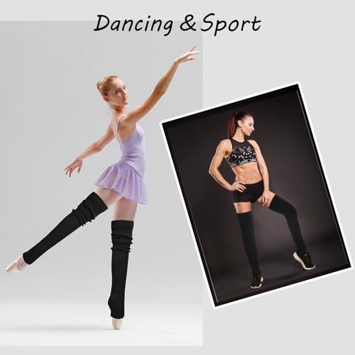 XEPST 2 Pairs Leg Warmers for Women, High Boot Cuffs Knitted Boot Topper Warmers Over Knee Footless Socks for Winter Warmer4