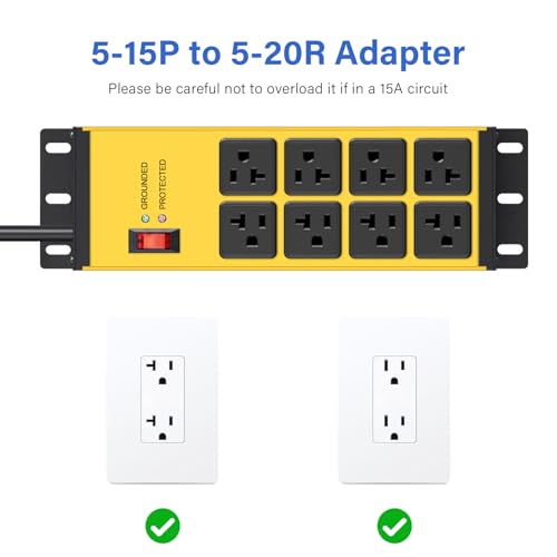 Image of CCCEI 12 Gauge Heavy Duty Power Strip, 8 Ports, Yellow, 10FT.