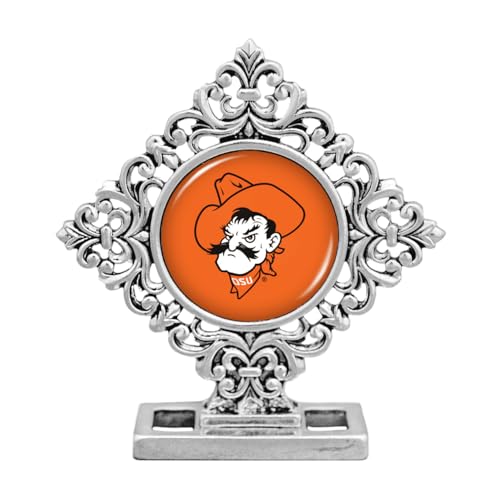 From the Heart Oklahoma State Cowboys Diamond Shaped Ornate Desk Decor, 2.5 x 2.375 inches, Silver Officially Licensed OSU