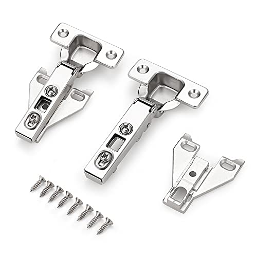 Probrico Soft Opening Kitchen Cabinet Hinges 2 Pairs (4 Pieces), Brushed Satin Nickel Face Frame Mounting Concealed Hinges For Kitchen Cupboard Hardware, With Mounting Screws #TOP5