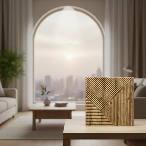 Image of Kayra Decor Wall Panels for Bedroom PVC Fluted Design Beech Wood Color 19.7 inch x 19.7 inch (Pack of 12) - Covers 32.34 Sq. Ft.