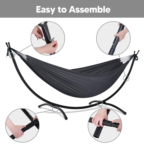 Image of SUNCREAT Hammocks Standing Patio Hammock, Portable Hammock with Stand Foldable, Dark Gray
