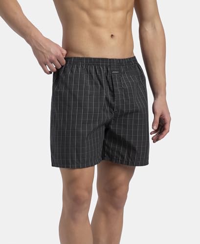 Image of Jockey 1222 Men Super Combed Mercerized Cotton Woven Checkered Boxer Shorts with Back Pocket (Pack of 2, Colors & Prints May Vary)