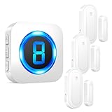 SURFOU Doorbell Chime with 3 Sensors 1 Receiver,Door Chimes When Door Opens,Door Sensor Chime,Alarms for Business/Home,Digital Doorbell Chime,55 Chimes 5 Volumes,1000FT/300M,IP55 Waterproof