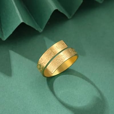 Dreamtimes Islamic Ayatul Kursi Rings for Women Muslim Quran Allah Openable Rings Allah Ring Ayatul Kursi Arabic Calligraphy Rings for Men Islam Eid Ramadan Gifts