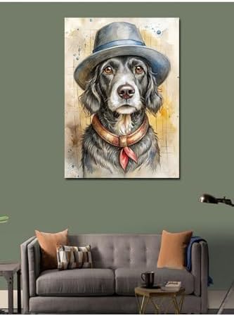 Tablo Mega Kanvas Tablo Şapkalı Köpek 100 X 140 Cnvsdkey-116780-100-140 - Görsel 3