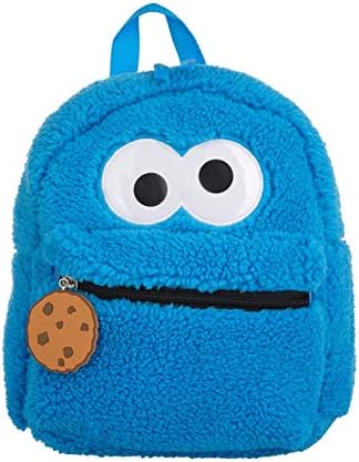 Sesame Street Toddler Cookie Monster Backpack, Back to School Bookbag for Toddler, Plush Zippered Bag