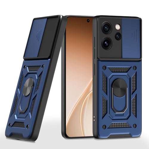 Image of Outlouders Back Cover for Oppo Reno 15 Pro Mini 5G | D10 Tough Armor 360 Protection Case with Sliding Camera Shield & Ring Holder Stand Bumper Case (Blue)