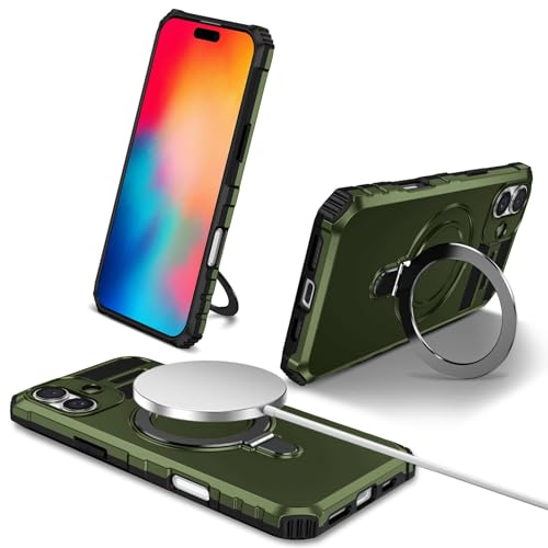 Coque iPhone 16 avec support magnétique invisible antichoc protection militaire noire