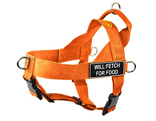 Dean & Tyler DT Universal No Pull Dog Harness with Will Fetch for Food Patches, X-Large, Orange
