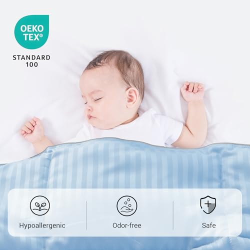 Image of ZPECC Toddler Down Alternative Comforter, 39x47 Hypoallergenic Baby Blanket Quilt, Soft Breathable Lightweight All Season Kids Duvet Insert for Crib Stroller Cot Daycare, Baby Blue