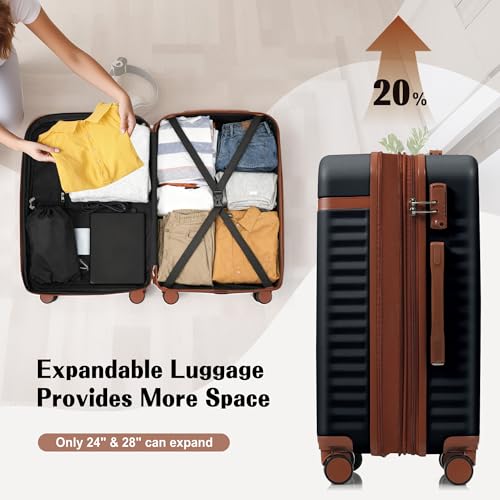Image of Hardshell Luggage, Lightweight Suitcase with Spinner Wheels, BLACK+USB