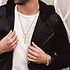ZENGSING Men's Cross Necklace Bracelet Ring Set, Stainless Steel Cross Pendant Necklace Cuban Chain Bracelet Cross Spinner Fidget Ring Set Gifts for Men Birthday Christmas (Gold Set B) #4