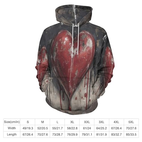 Sweat à capuche imprimé 3D rouge cœur pour rompre la monotonie des pulls classiques - 6