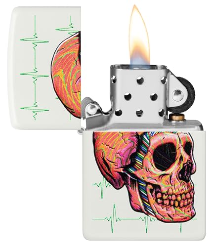 Image of Zippo Cyber Skull Windproof Lighter - Futuristic Bionic Skull Design, Color Image on Black Matte, Refillable, (BIS Certifed)