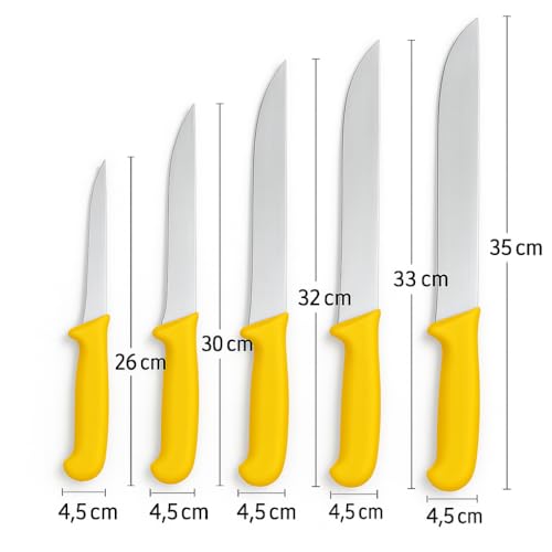 Foto von HOOZ Fleischmesser Set 5-teilig aus Edelstahl | Scharfe Profi Küchenmesser mit ergonomischen Griffen | Fleischermesser, Stechmesser & Ausbeinmesser für präzises Schneiden von Fleisch, Fisch & Geflügel