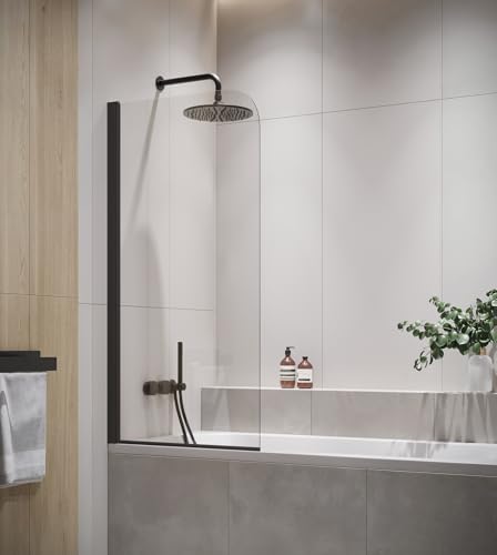 Paroi baignoire Torino 60 x 140 cm Badplaats - noir - verre transparent