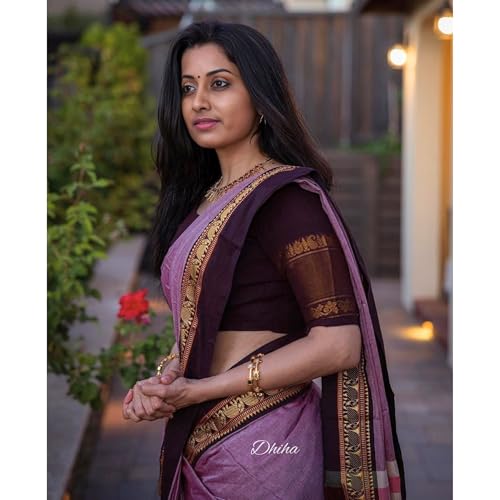 Image of Narayanpet Pure Cotton Avani Border Saree for Women with Running Blouse | Tassels | Traditional Woven Solid Design | Handloom Weave