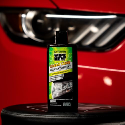 Wipe New Rust-Oleum 381403 Clear Lens Headlight Restore, 8 oz, Black