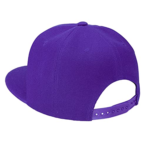 Image of Classic Snapback Hat Cap Hip Hop Style Flat Bill Blank Solid Color Adjustable Size