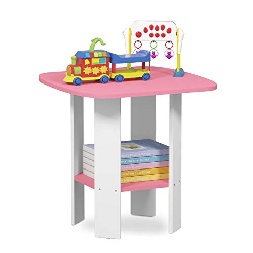 Image of FURINNO Simple Design End /SideTable, 1-Pack, Pink /White