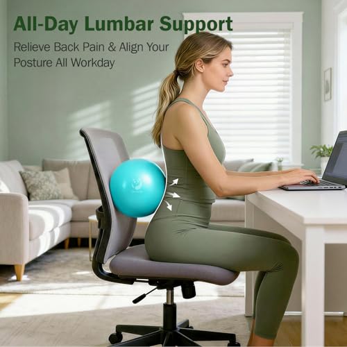 Slim Panda Gymnastikball Klein,23-25cm Pilates Ball mit Aufblasbarem Strohhalm,Soft Yoga Ball Exercise für Senioren Therapie,Hause,Fitness,Balance Training (Blauer See)