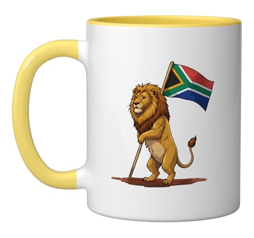 South Africa Roots South African Flag Ceramic Mug, Yellow/White