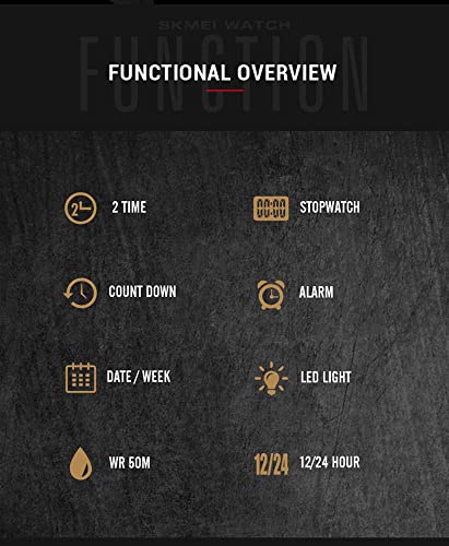 Gosasa Classic Square Face Unisex Women's Men's Digital Multifunction Outdoor Casual Watch Countdown 50M Waterproof Led Light Wristwatch4