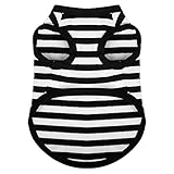 Paiaite Dog Striped Shirt Happy Color Cotton Sleeveless Puppy Dog Shirts Breathable Pet Apparel Tank Top Colorful Puppy Sweatshirt Dog Clothes for Small Medium Dogs Black XS