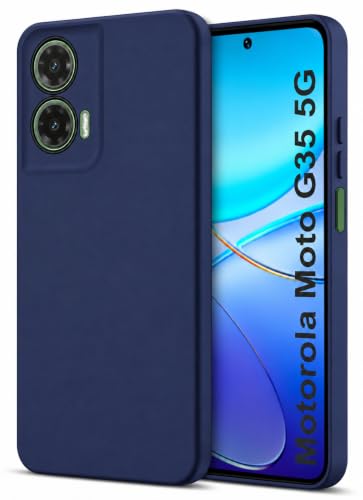 Image of SBMS Silicone Back Cover Case for Motorola Moto G35 5G | Soft Micro-Fibre Lining Inside | Camera Protection Bump | Shockproof Back Cover Case for Motorola Moto G35 5G (Blue)