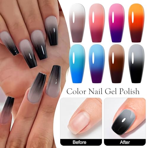 Set de 8 esmaltes de uñas gel cambio de color MEET ACROSS miniatura 6