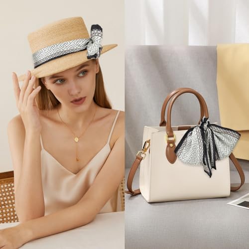 Relang Satin Scarf Mulberry Silk Printed Headband Wrap Hair 7" x 59"4