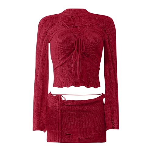 Womens Mermaid Top Sparkle Sequin Mini Skirt Set Sexy 2 Piece Party Outfits Y2k Crochet Knitted Mesh Crop Tops4