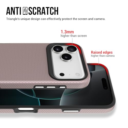 Image of NOXO Ultra-Hybrid Triangle Back Case Cover for iPhone 17 Pro, | Shockproof Design | Camera Protection | Soft TPU & Rugged PC | Bumper Case Cover for iPhone 17 Pro, (Aureate Pink)