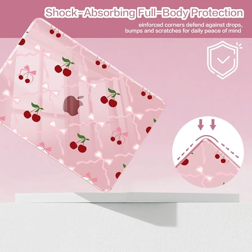 Teryeefi 5-in-1 Case for MacBook Neo 13 inch 2026 Release Model A3404, Laptop Hard Shell Cases with Keyboard Skin & Screen Protector & Type C Adapter, Cherry Bows by Teryeefi - Used condition - Image 6